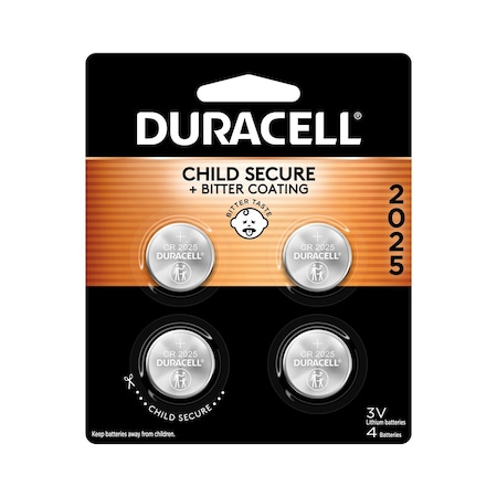 Duracell DL2025B4PK Specialty Lithium Coin - Bitterant, 4 Pack 41333-66390